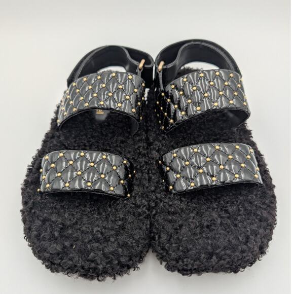 Jeffrey Campbell Ardeman Sandal Women's Open Toe Faux Fur Black Size US6 EU37 - Picture 2 of 11